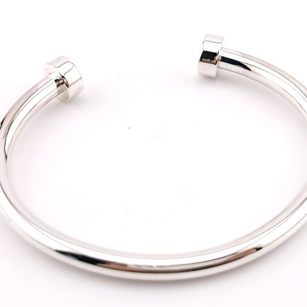 Return To Tiffany & Co. Sterling Silver 5mm Wide Circle Edge Cuff 7" In Bracelet - Picture 14 of 14